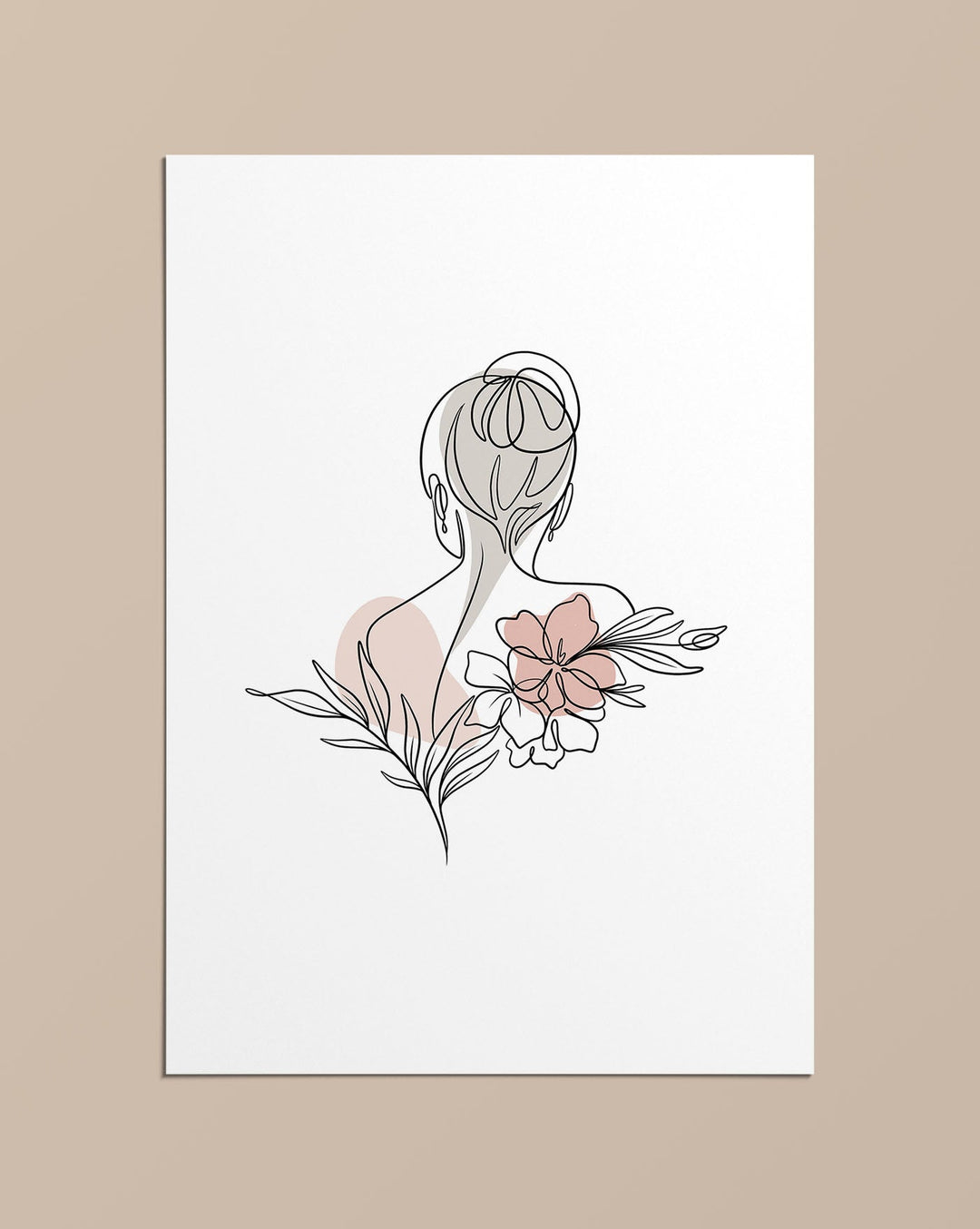 Lady With Flowers - Line Art Poster - Linewand